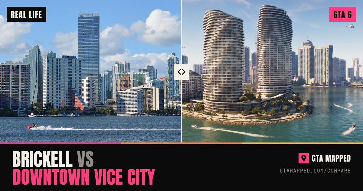 Brickell in Miami next to Downtown Vice City in GTA 6