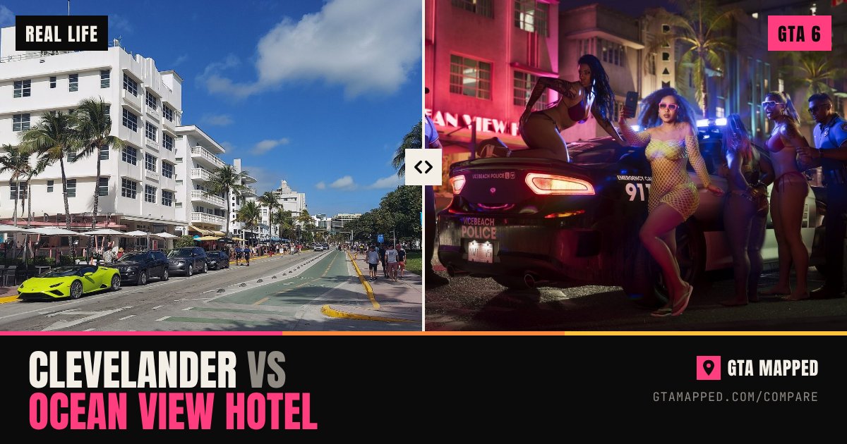 Clevelander in Ocean Drive, Miami Beach next to Ocean View Hotel in GTA 6