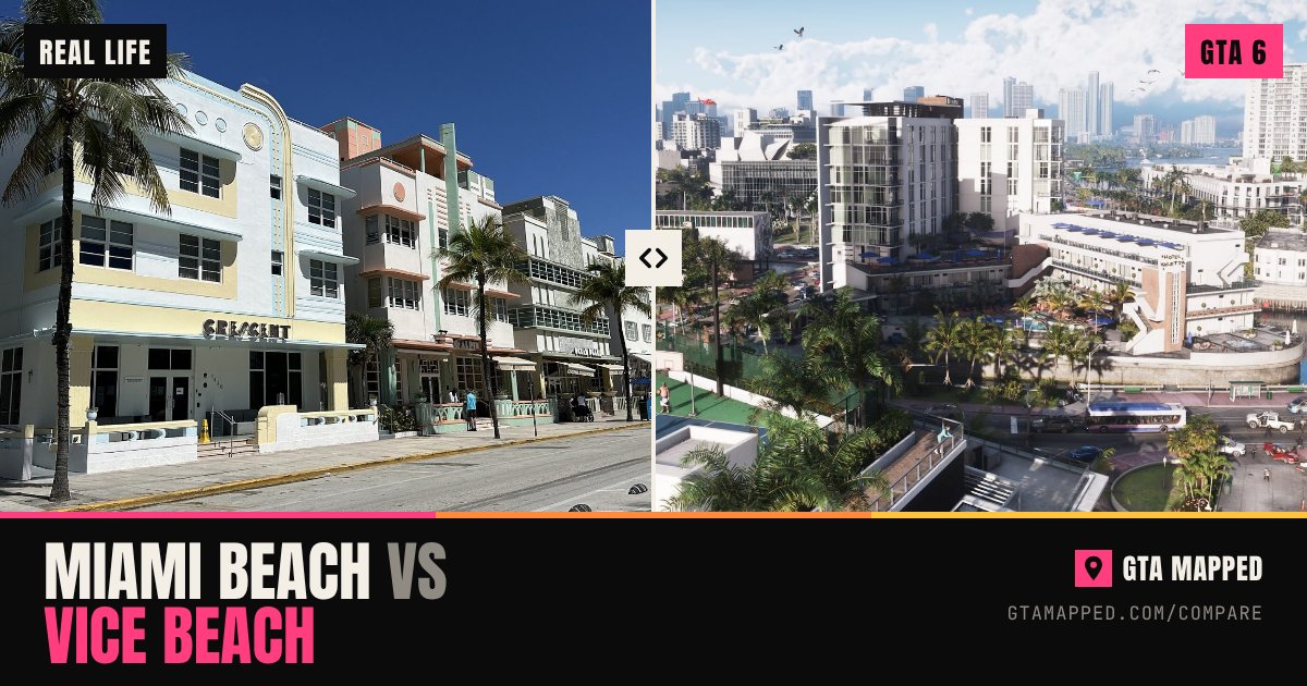 Miami Beach in Florida next to Vice Beach in GTA 6