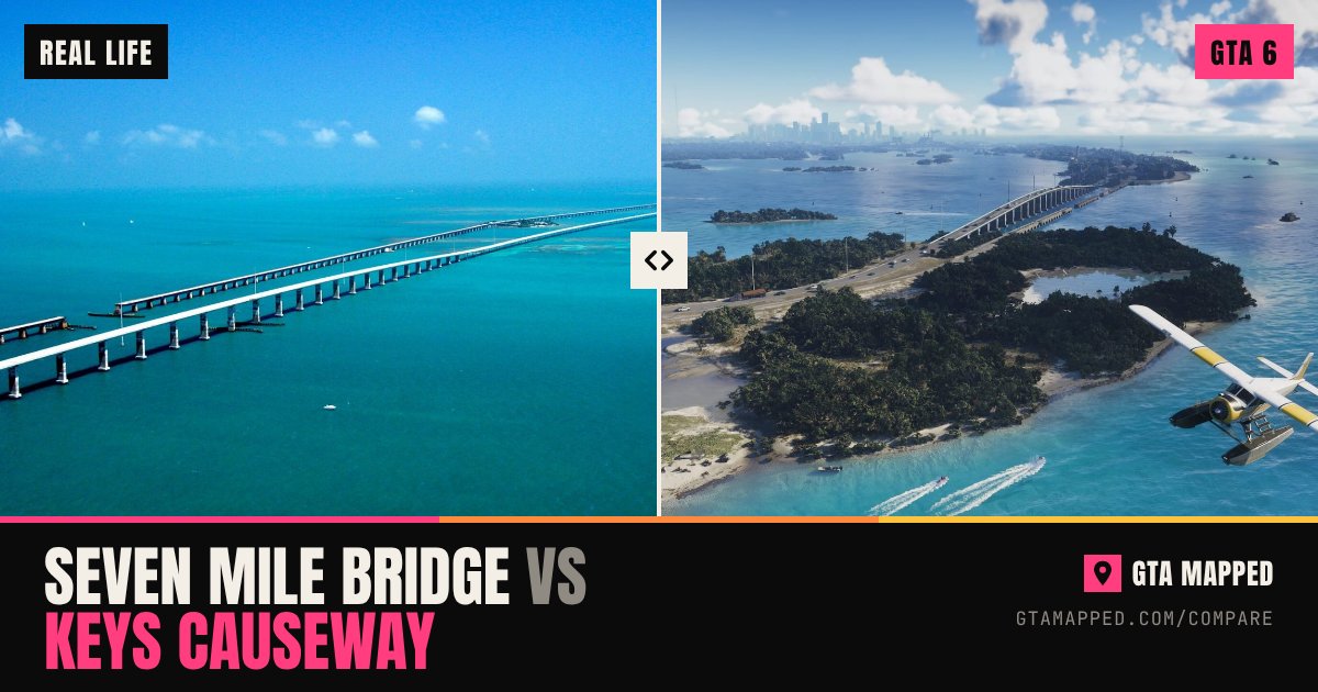 Seven Mile Bridge in Florida Keys next to Keys Causeway in GTA 6